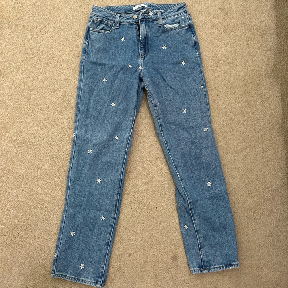 Floral denim jeans